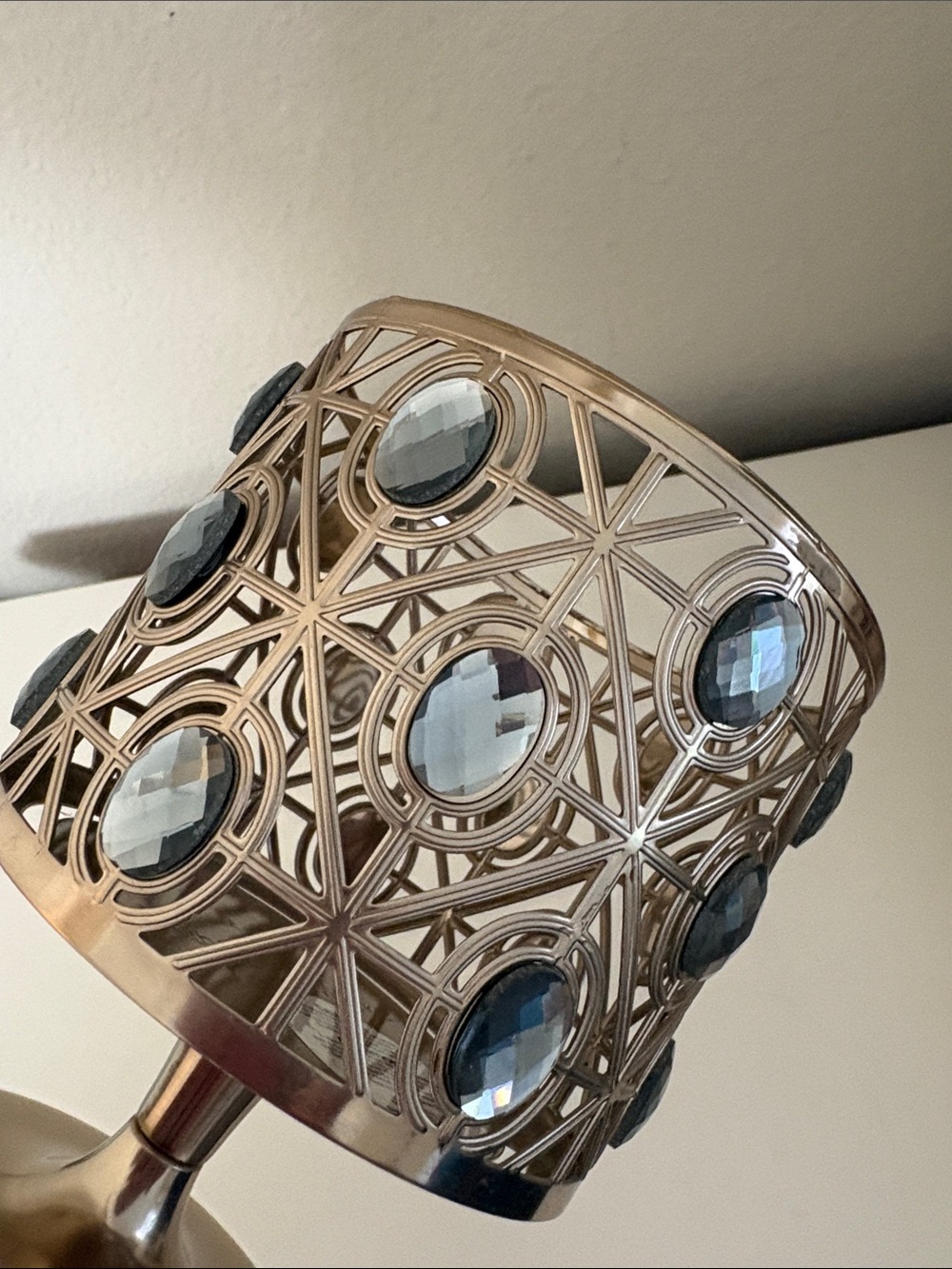 Bath & Body Works brass-gold candle holder with stunning crystal accents! - Picture 10 of 14